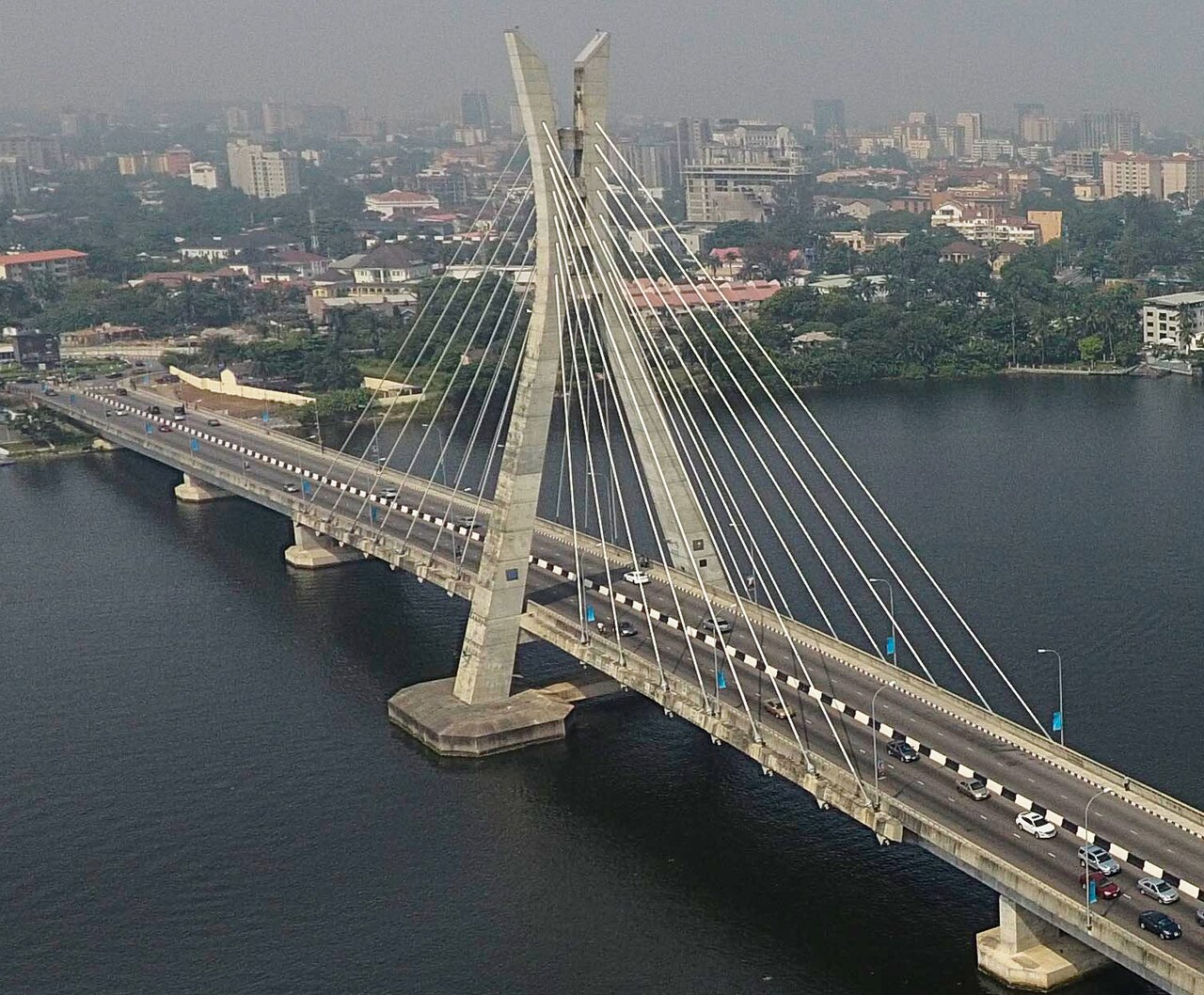 The Lekki-Ikoyi Link Bridge over the Lagos lagoon
